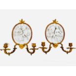 Perfect Condition Pair Louis XV Wall Apliques in Meissen Tender Porcelain and Gilt Bronze, French 19