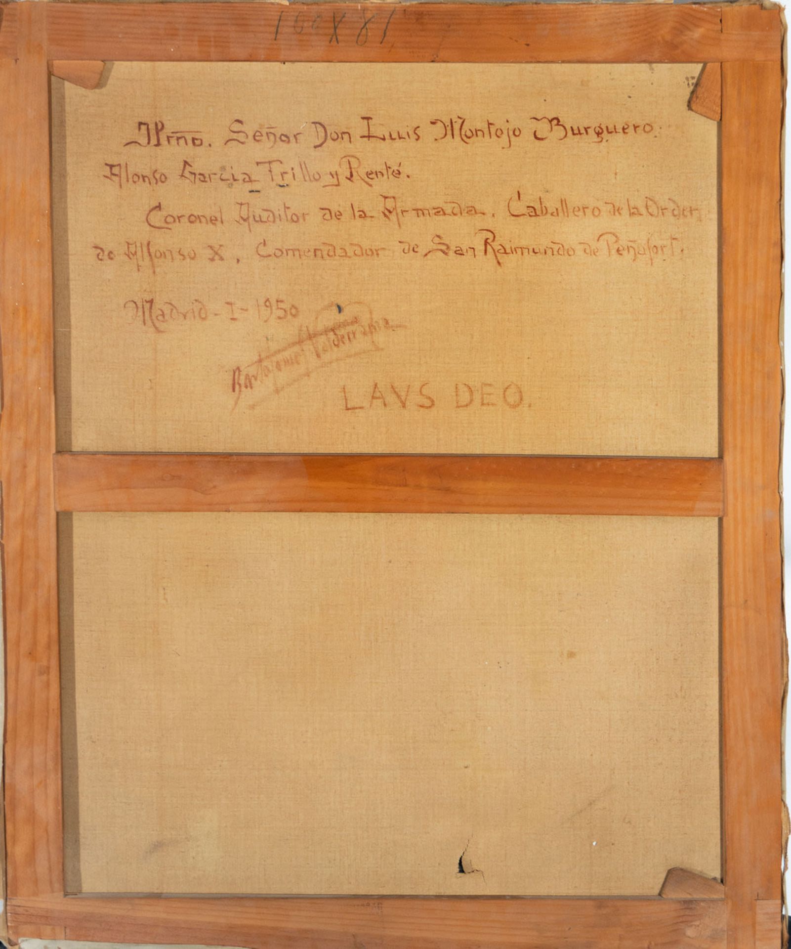 Portrait of Colonel Don Luis Montojo, 20th century Spanish school, signed Bartolomé Valderrama - Image 5 of 5