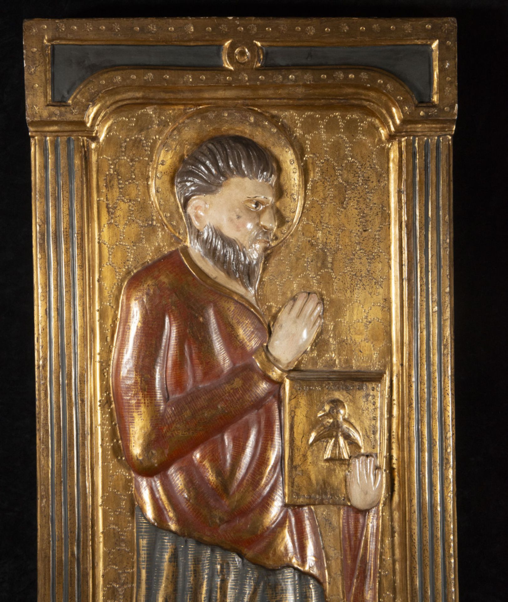 Plateresque style relief with Saint Francis of Assisi in Renaissance Plateresque style, late 19th ce - Image 2 of 5