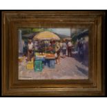 Market Day, Francisco Calabuig (Valencia, 1946), contemporary Spanish school of the 20th century