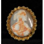 Carved mother-of-pearl shell cameo pendant, 19th century