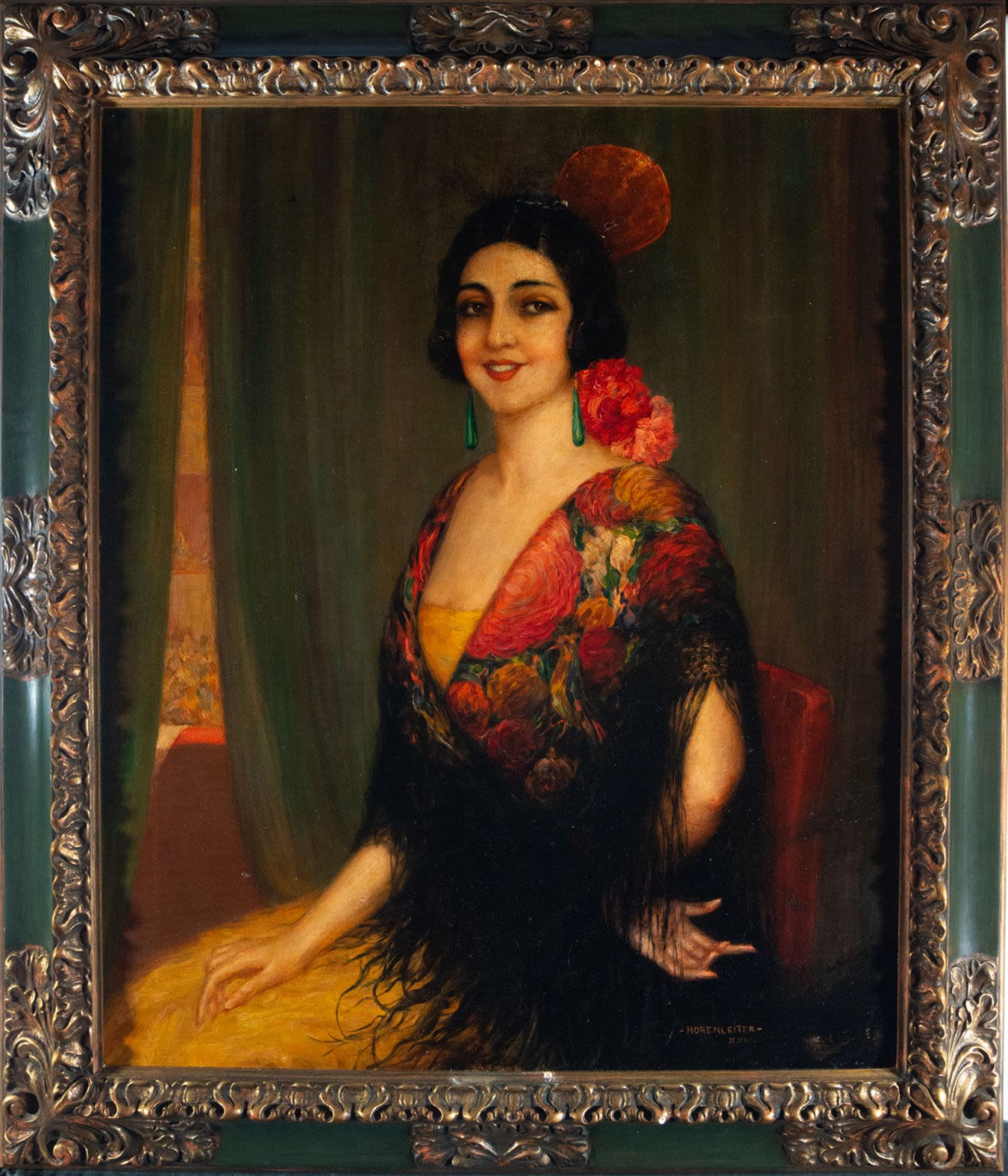 Portrait of a Girl with a Mantilla, Francisco Hohenleiter de Castro (Cádiz, 1899-1968), Spanish scho