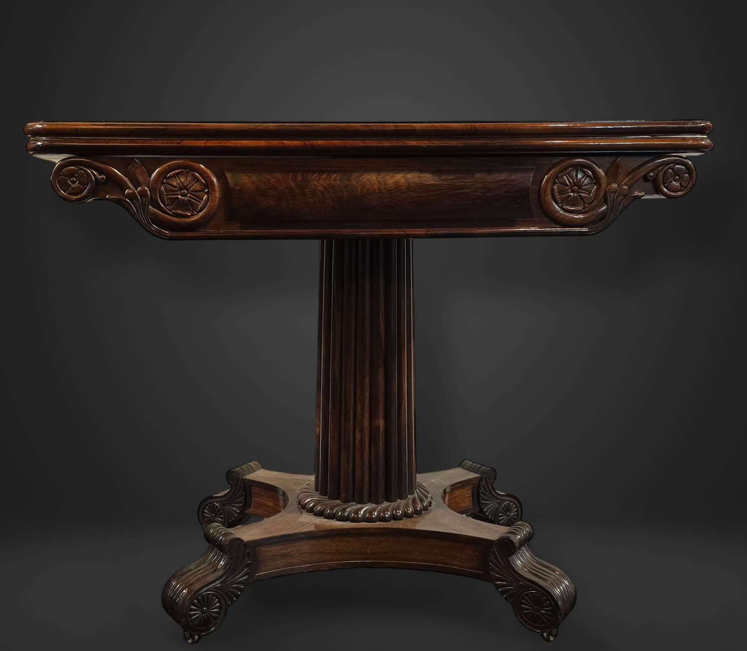 Exquisite Biedermeier Solid Mahogany Palm Side Table, Germany or Austria (1815-1848), 19th Century