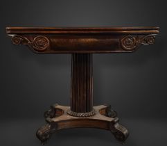 Exquisite Biedermeier Solid Mahogany Palm Side Table, Germany or Austria (1815-1848), 19th Century