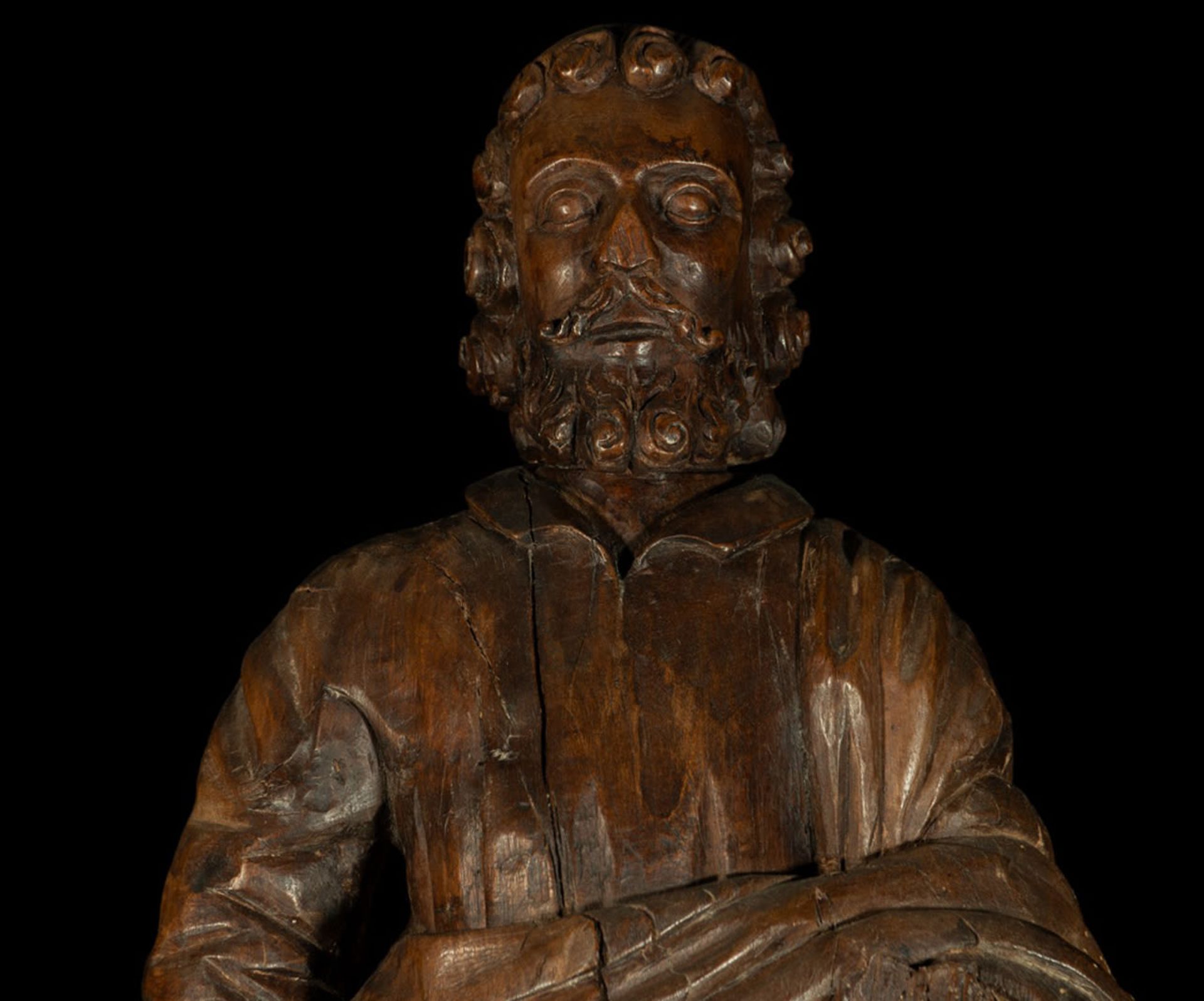 Large Saint James the Great in natural wood in its color, Plateresque school of the 16th century - Bild 2 aus 5