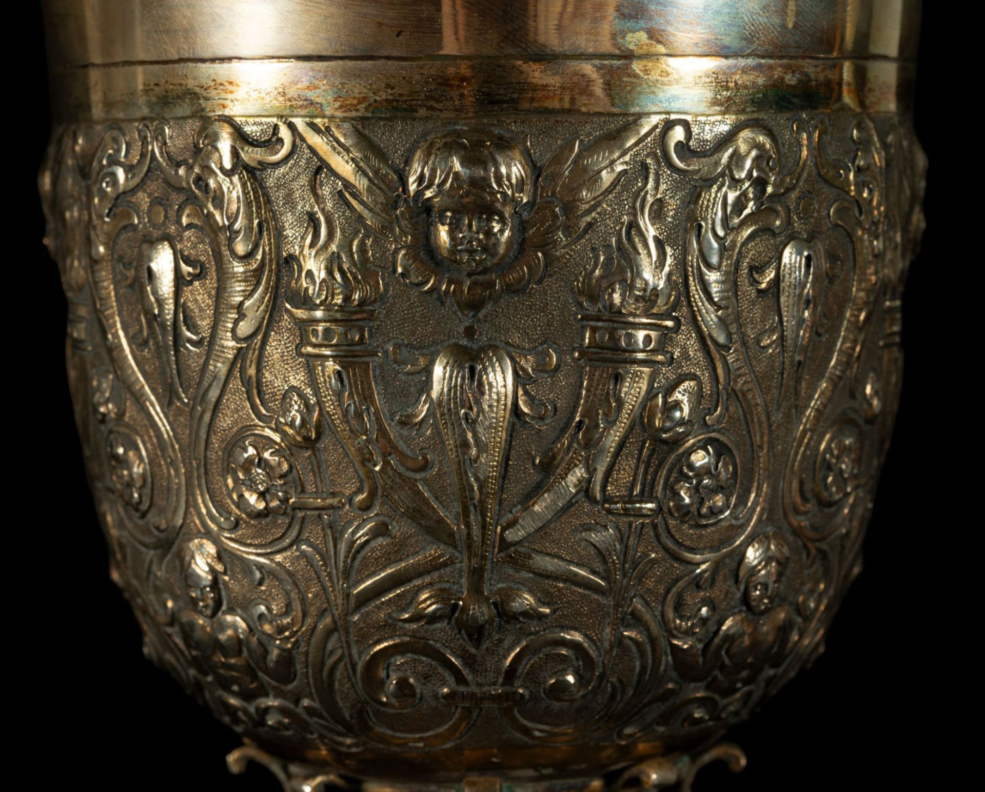 Exceptional Large Plateresque Style Chalice - Renaissance in Sterling Silver and semi-precious stone - Bild 10 aus 12