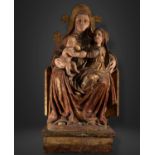 Exceptional and Large Triple Italian Gothic Virgin, medieval work from Veneto or Lombardy, first hal