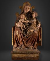 Exceptional and Large Triple Italian Gothic Virgin, medieval work from Veneto or Lombardy, first hal