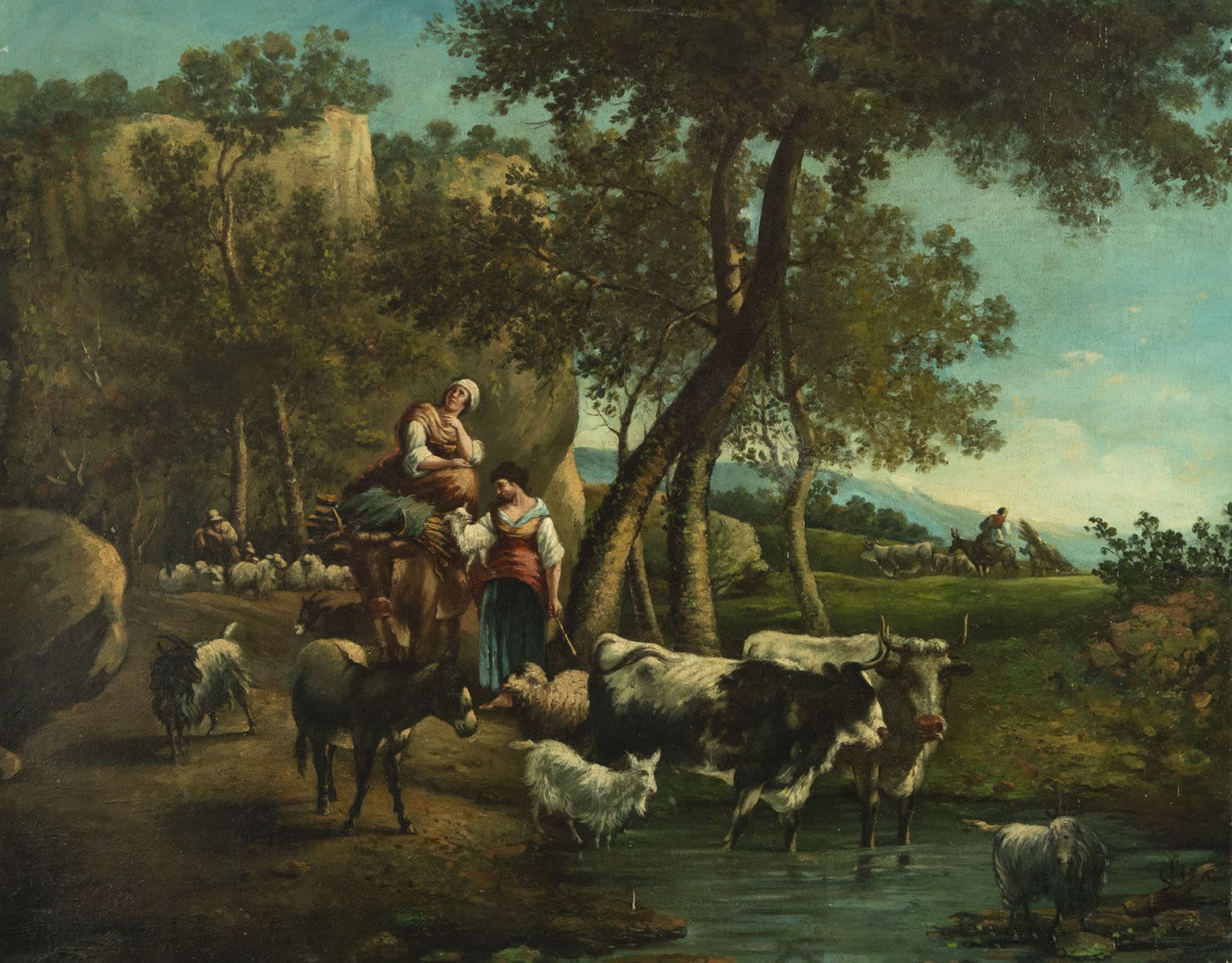 Peasants on the Riverbank, French Neoclassical school of the 19th century