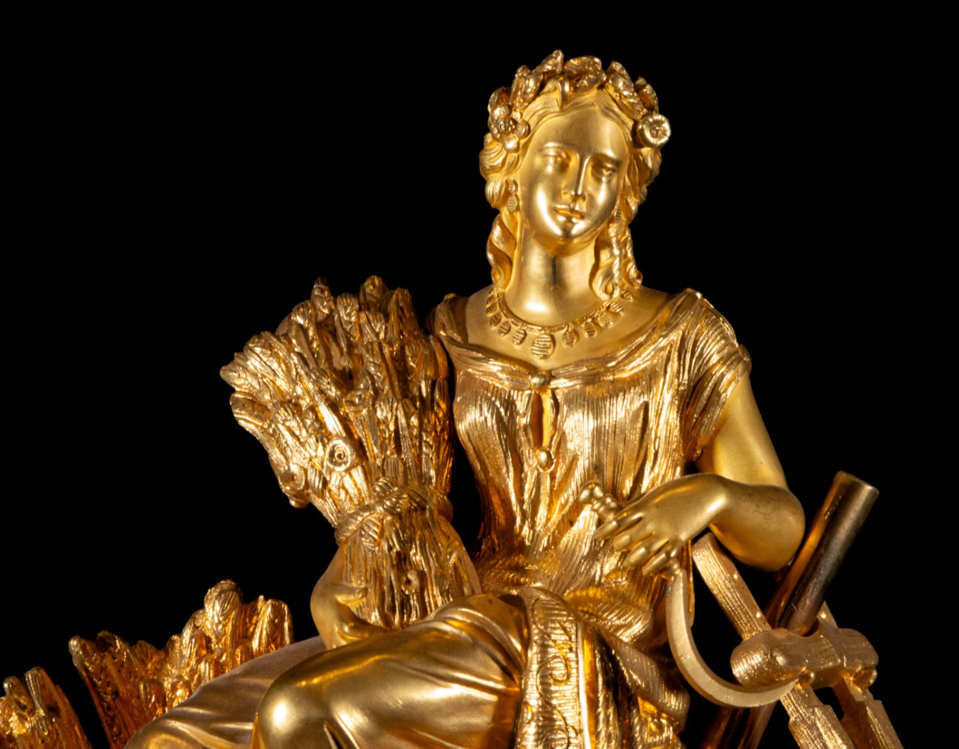 Charles X clock in gilt bronze ormolu with Goddess Ceres, 19th century - Image 3 of 6