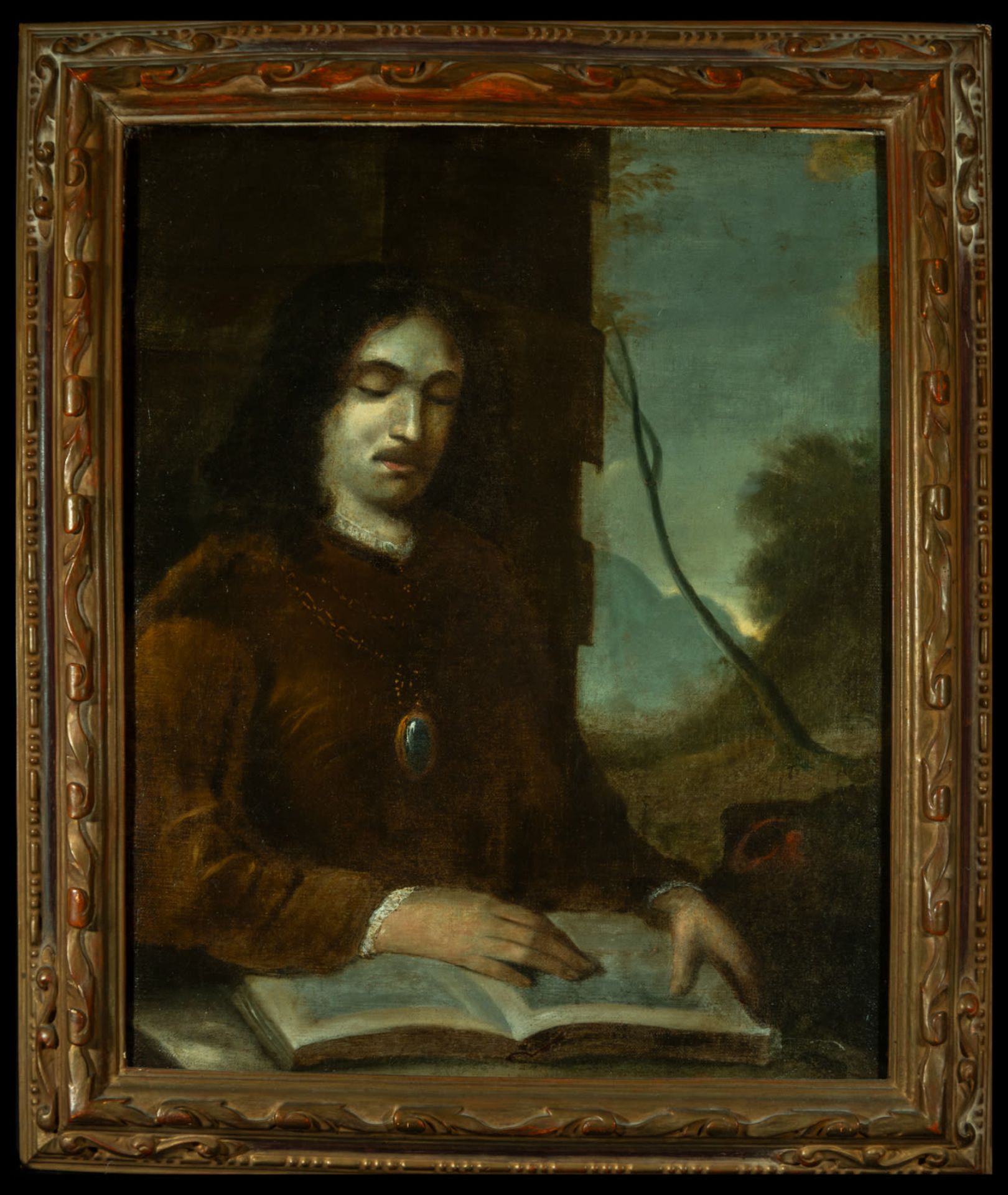 Half-length portrait of Noble Knight reading, old Spanish-Flemish school of the 17th century