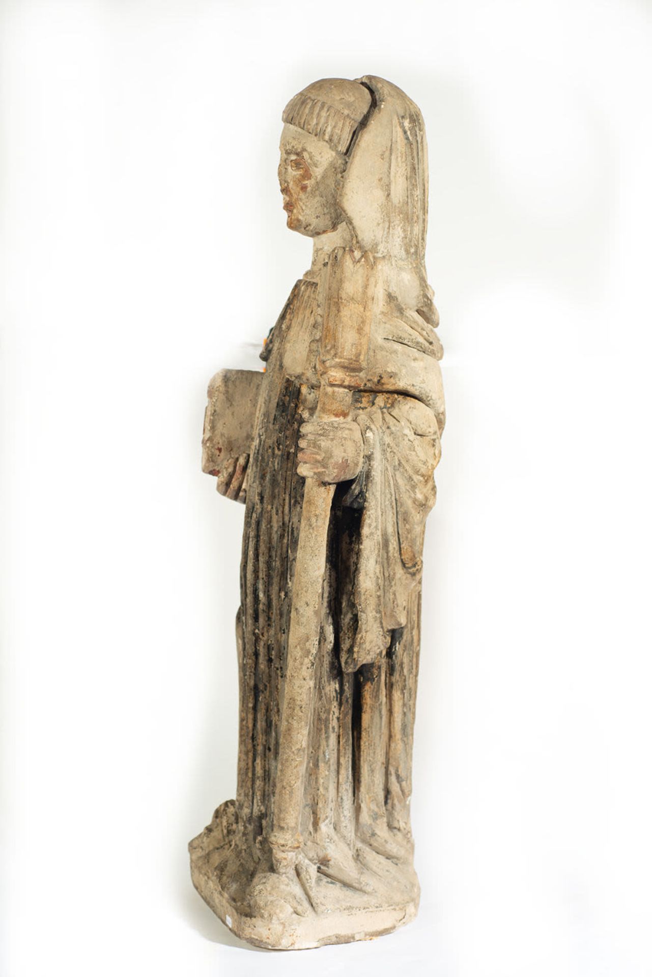 Large Gothic Stone St Bernard de Clairvaux (French Medieval Gothic of the 14th - 15th centuries - Bild 3 aus 4