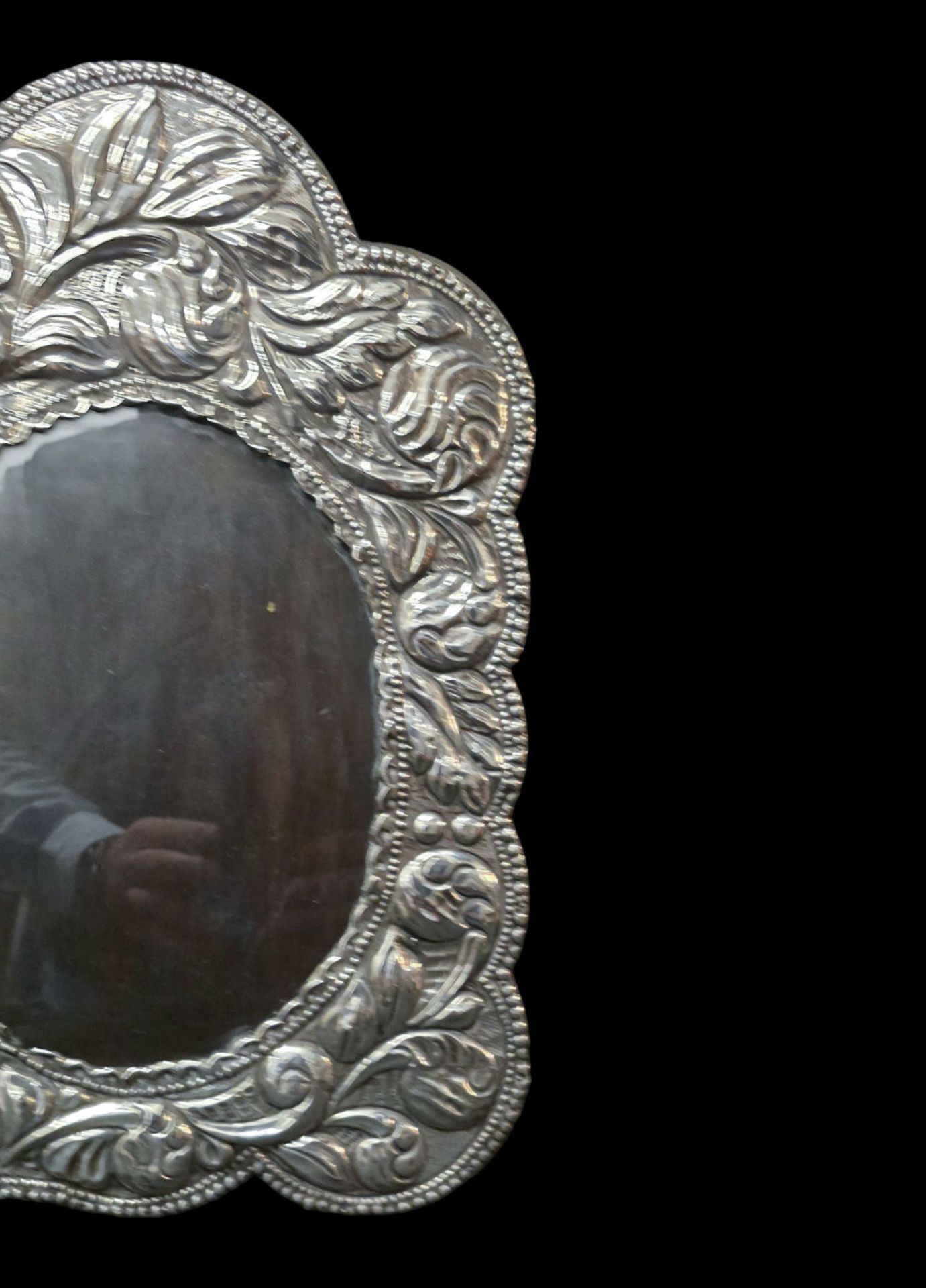 Exquisite large double oval table frame in Peruvian sterling silver, late 19th century - early 20th  - Image 4 of 6
