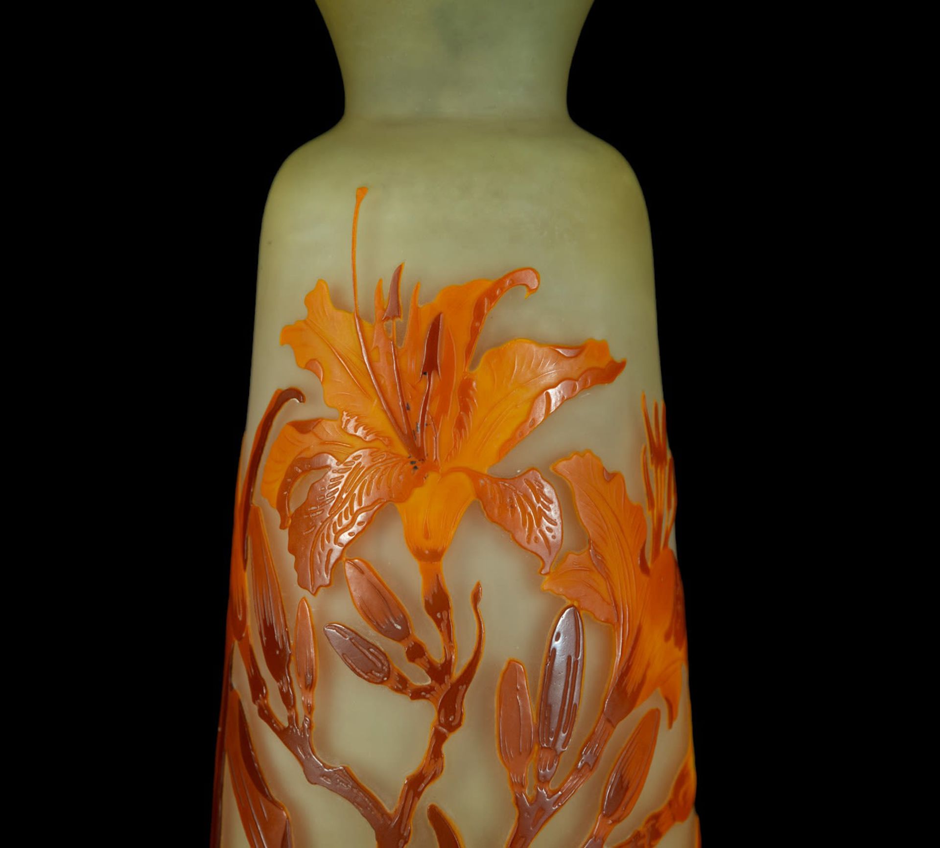 Large Art Nouveau Gallé vase in blown glass and polychrome vitreous paste, 1900s - 1920s - Image 2 of 6