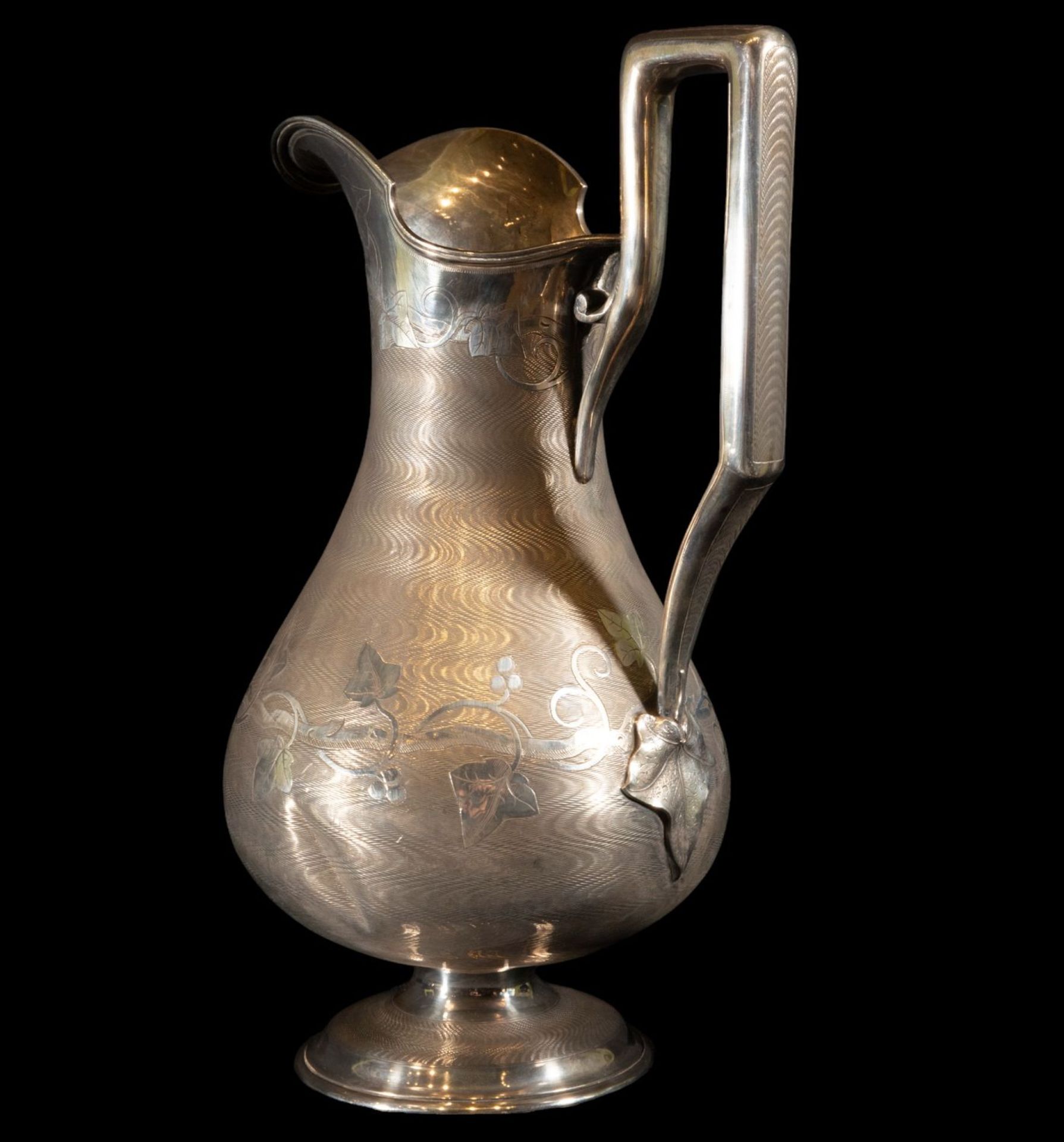 Large French Jug in sterling silver with Underplate, 19th century, 2.2 kg, in sterling silver - Bild 7 aus 7