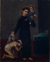 Saint Anthony of Padua with the Child Jesus, Cuzco colonial school, 18th century