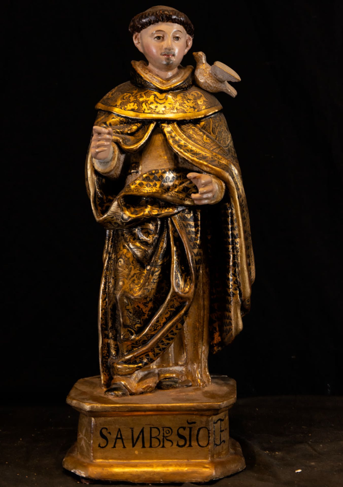 Sculpture of Saint Ambrose, Spanish school, 17th - 18th centuries