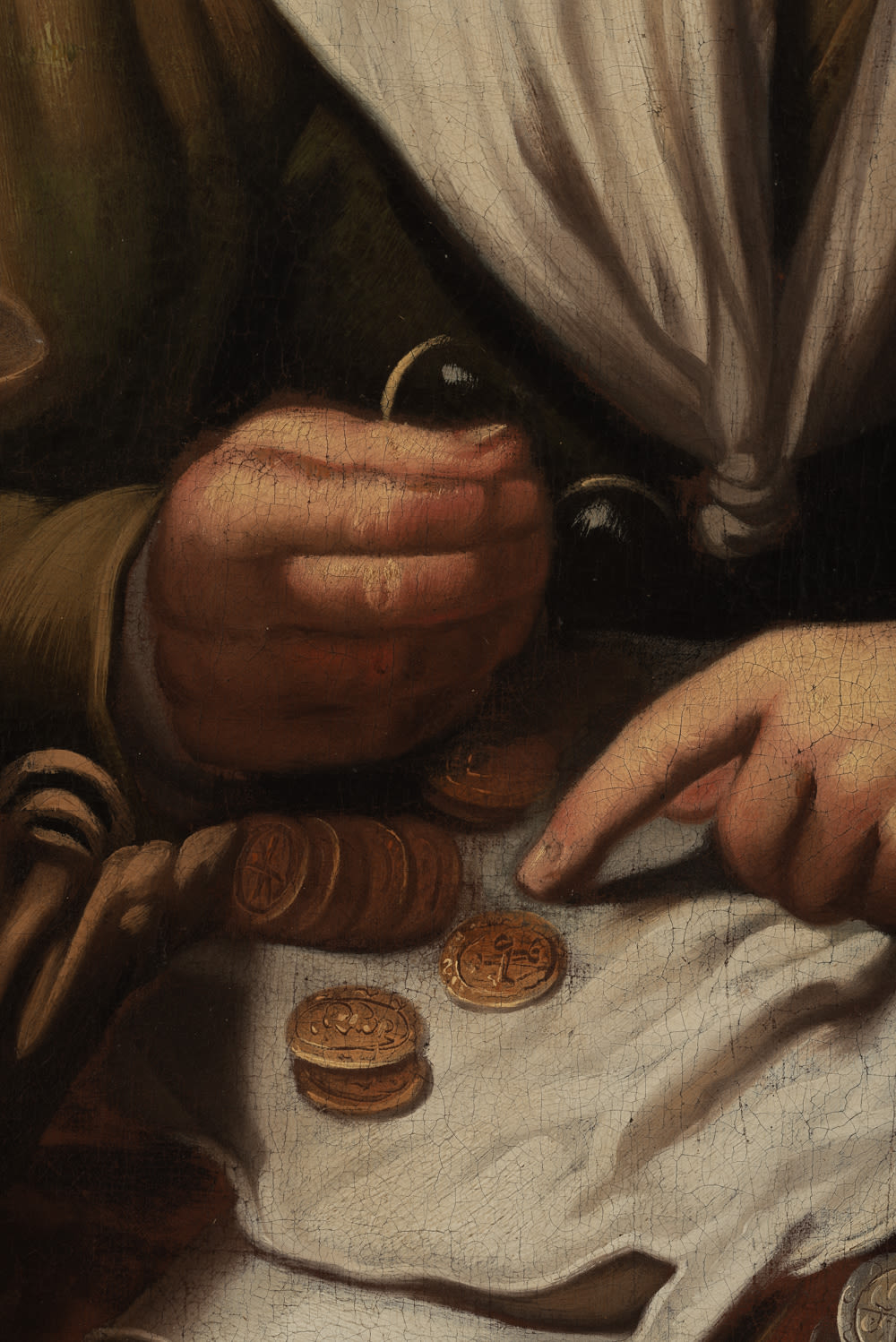 Dutch school of the 18th century. Elderly woman counting coins. - Image 3 of 4