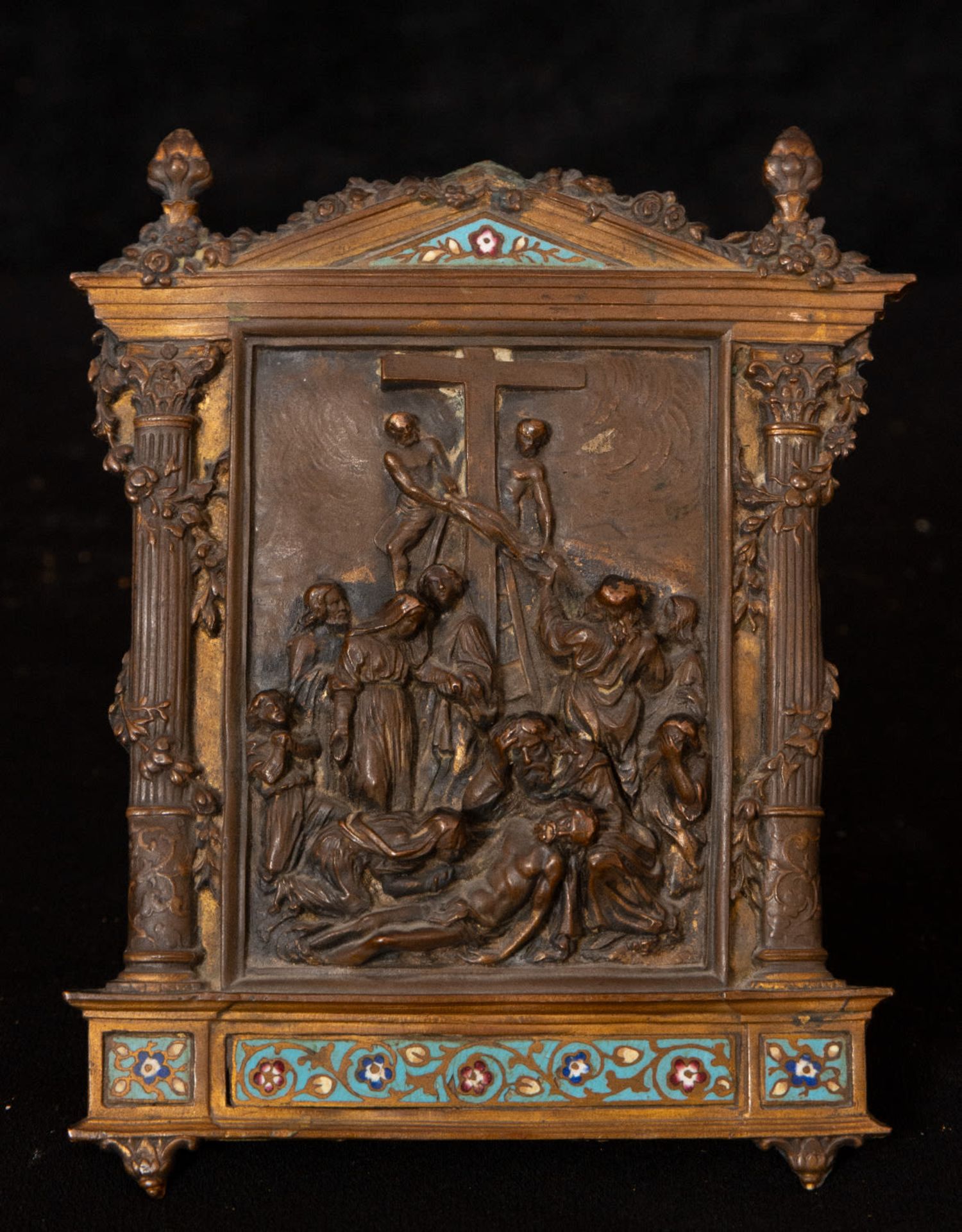 French relief in bronze and Limoges enamel, 19th - early 20th century