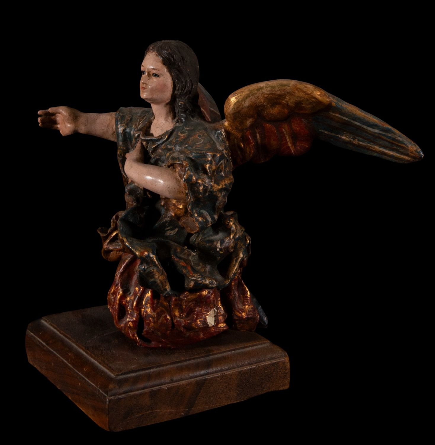 Pair of Quito colonial Angels of the Annunciation from the 17th century, colonial work from Quito, R - Image 9 of 11