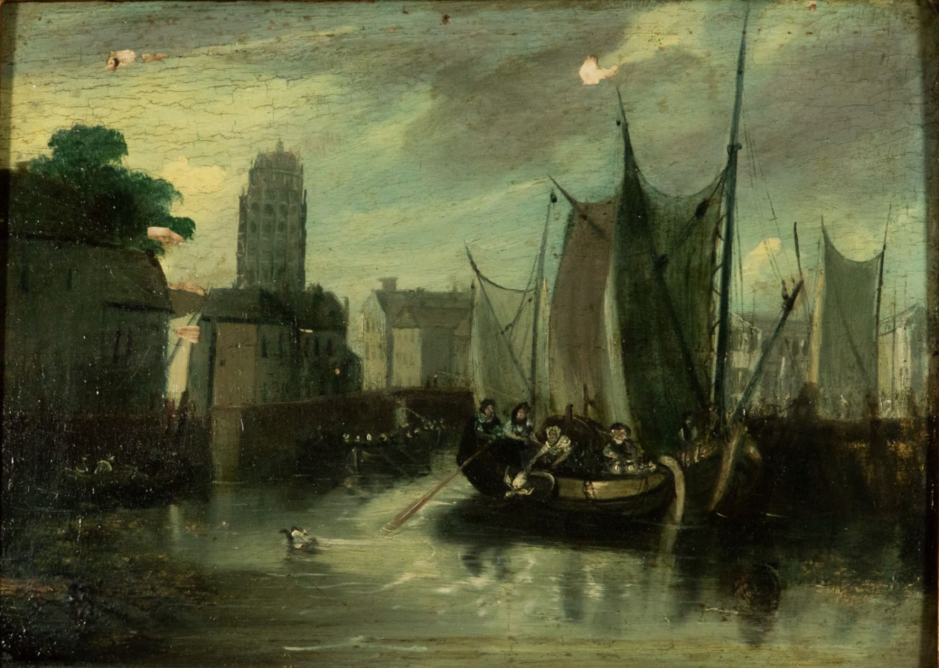 Fishing Port on panel, Auguste Anastasi (1820-1889), 19th century French school - Image 2 of 4