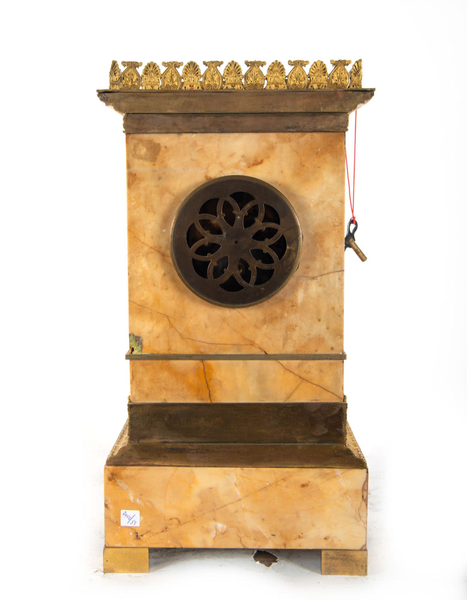 Pink marble and gilt bronze clock in the form of a portico. Charles X style, 19th century - Bild 6 aus 6