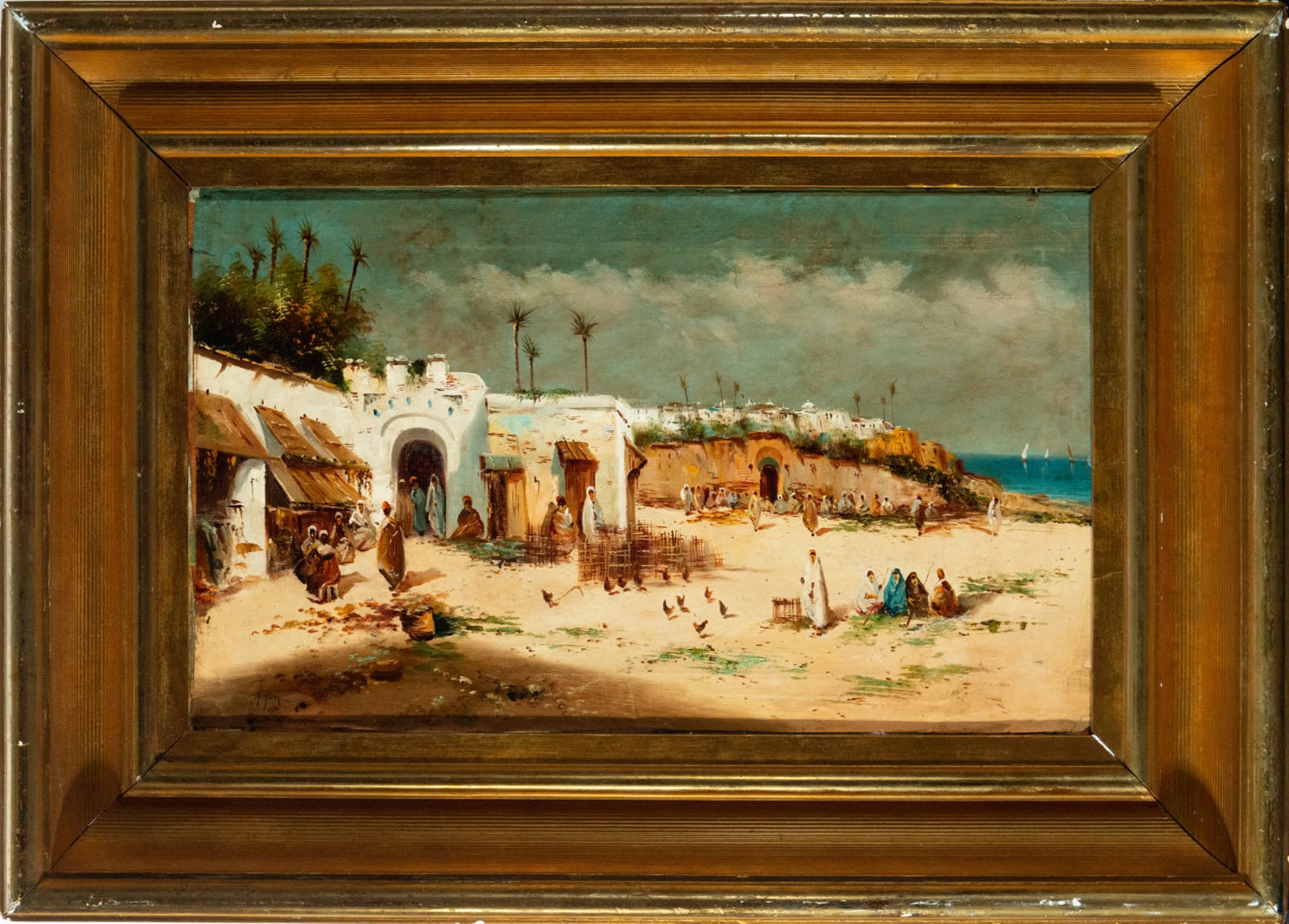 Tangier beach, signed Ayon, 19th century orientalist school