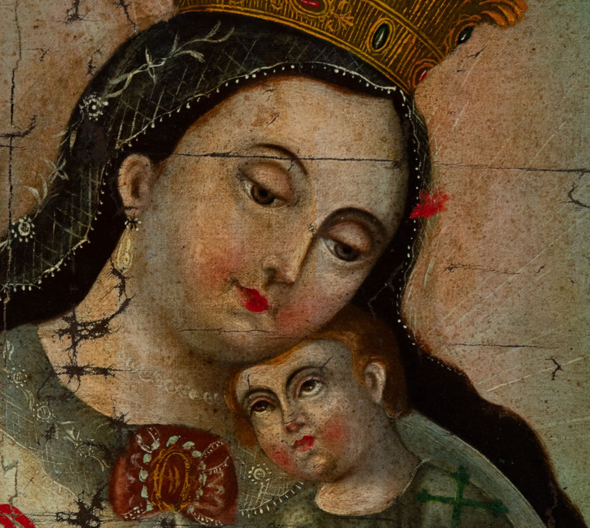 Virgin of the Rosary with Child in her arms, Bolivian colonial school of the 18th - 19th centuries - Bild 3 aus 5