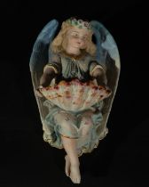 Blessing box in German porcelain with visiting angel, 19th - 20th century