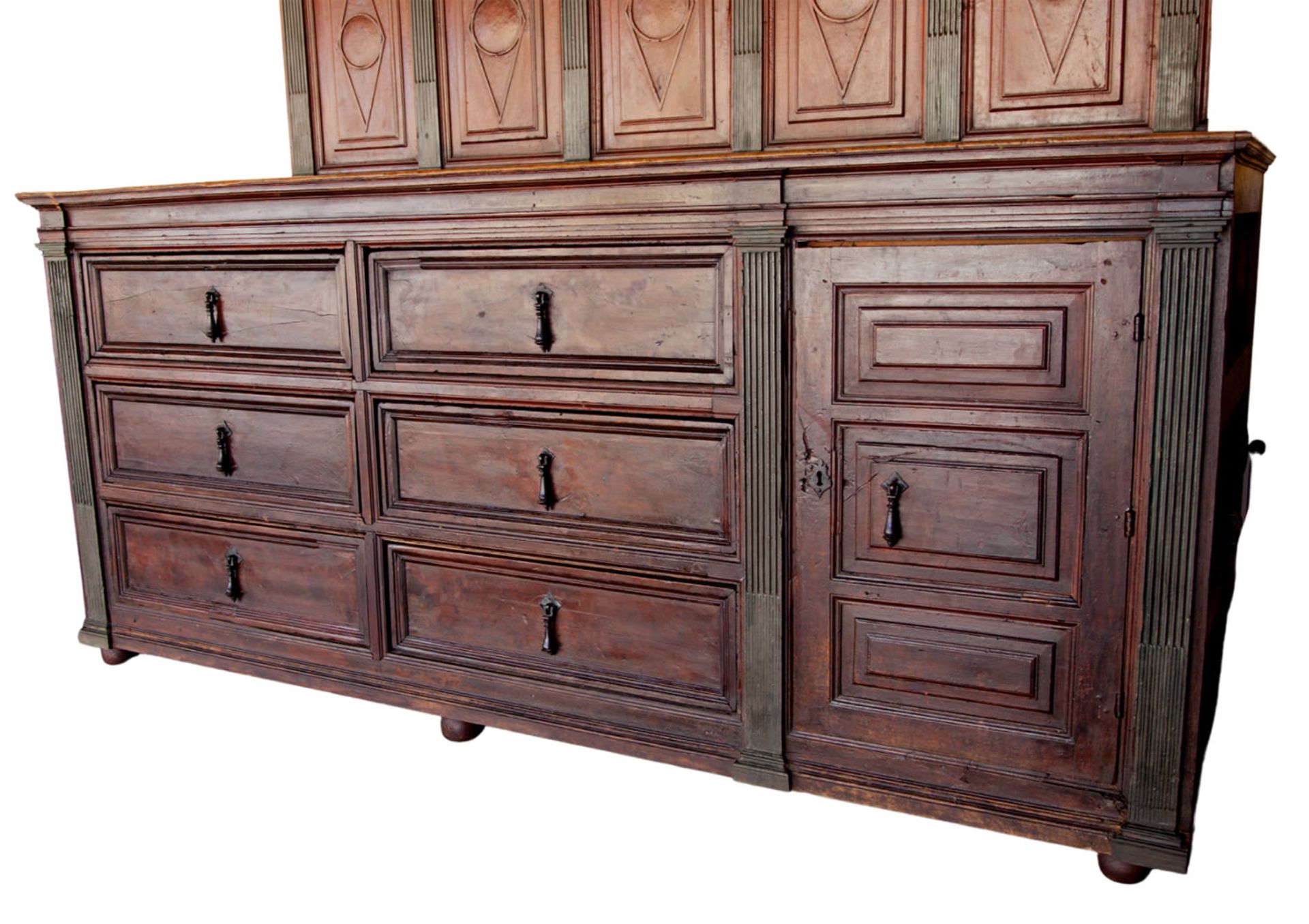 Very Large Pair of Ecclesiastical Chests of Drawers in wood and forge, Toledo or Salamanca, Spanish  - Image 3 of 5