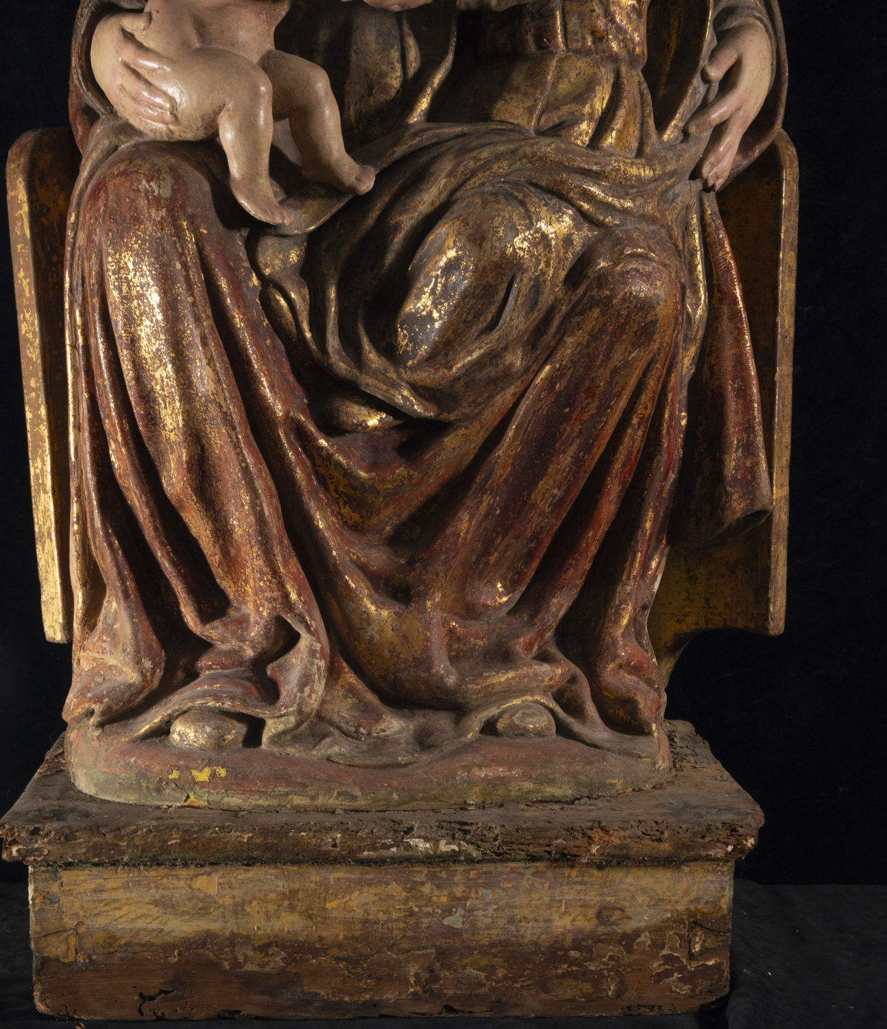 Exceptional and Large Triple Italian Gothic Virgin, medieval work from Veneto or Lombardy, first hal - Image 6 of 12