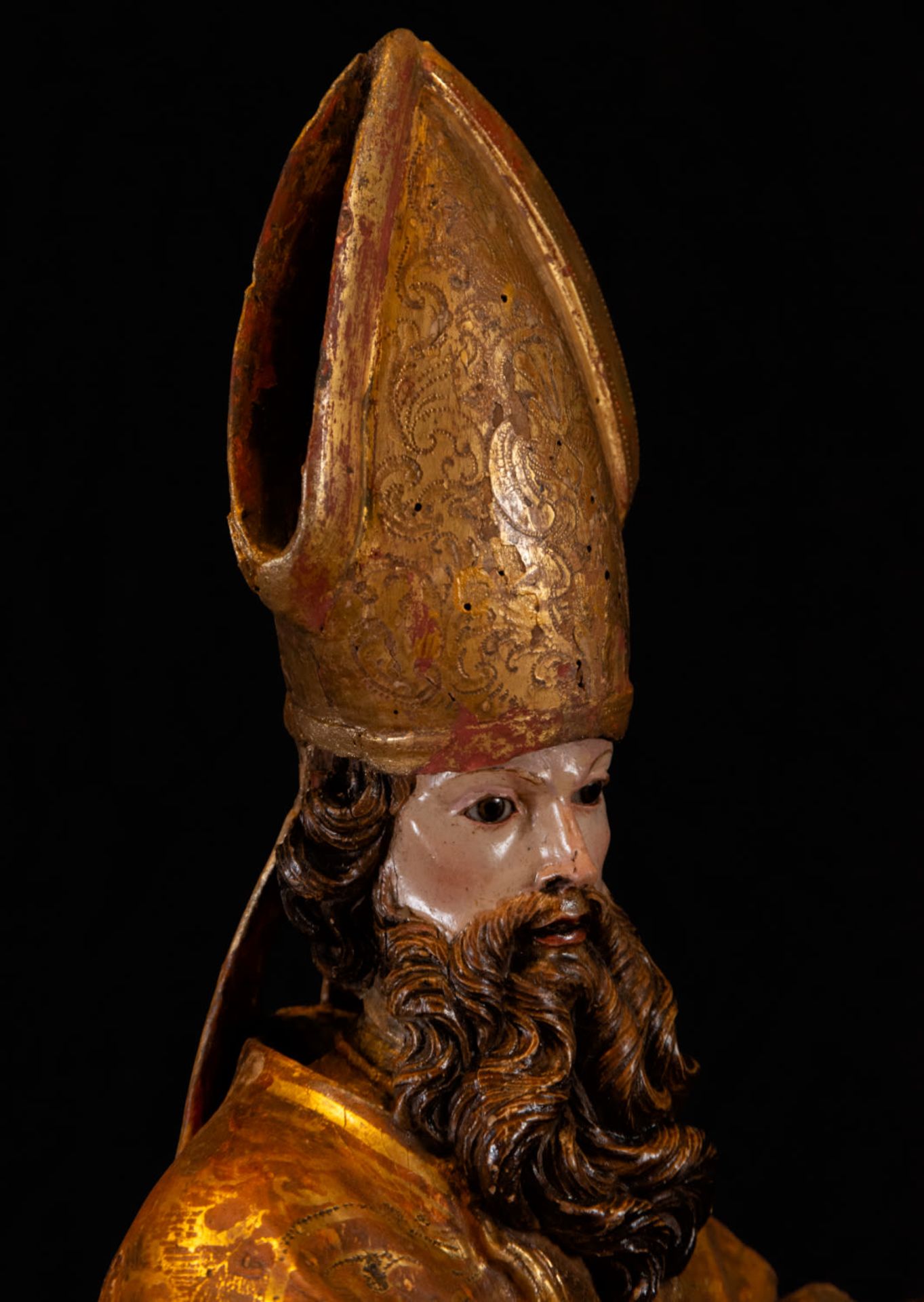 Important polychrome sculpture of Saint Augustine of Hippo, 17th century - Image 5 of 6