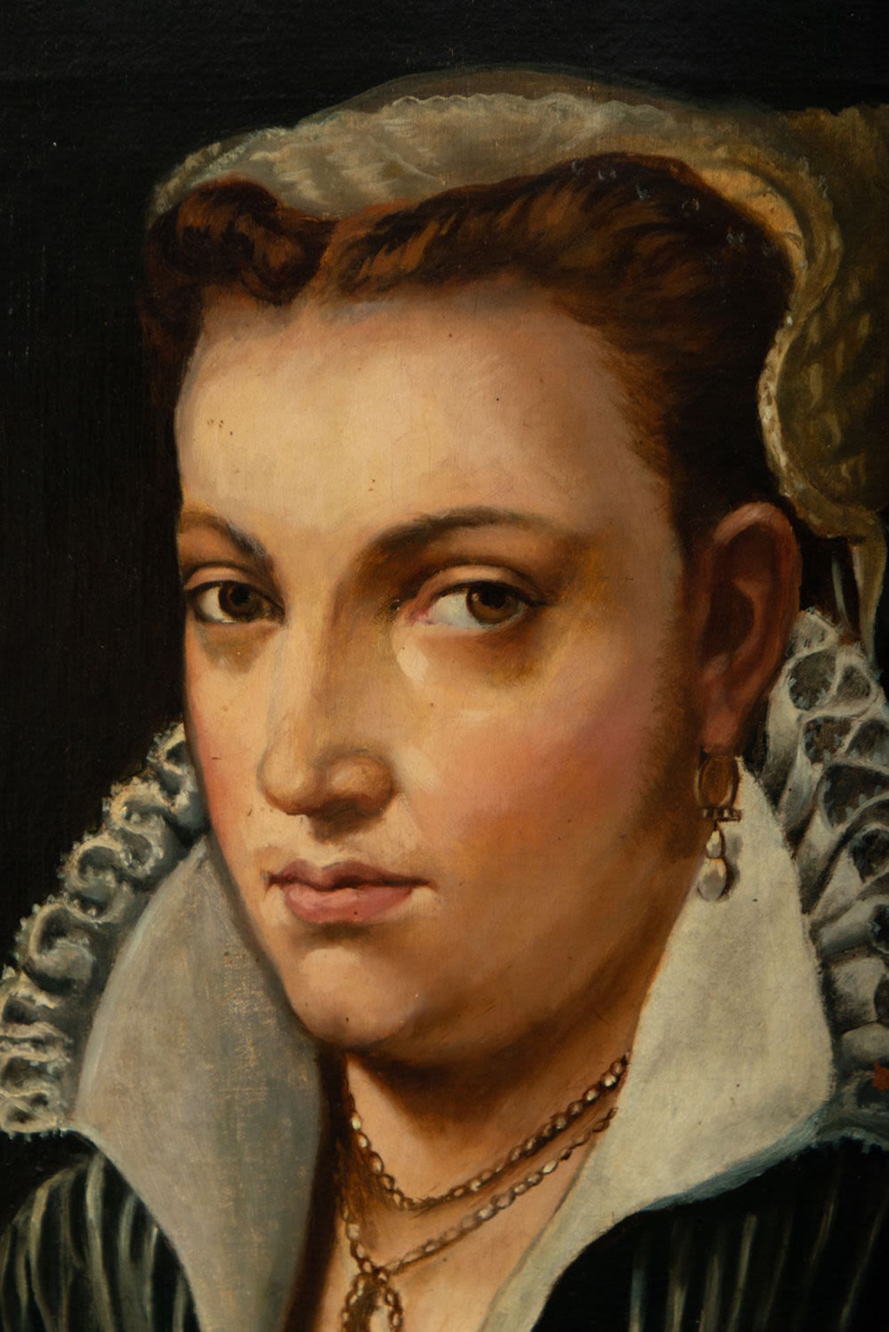 Pair of Portraits of Lady and Gentleman following Italian Renaissance models, Spanish school of the  - Bild 7 aus 12