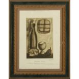 Still Life with Wine and Cheese, Lithograph on 17/100 paper, 20th century Spanish school