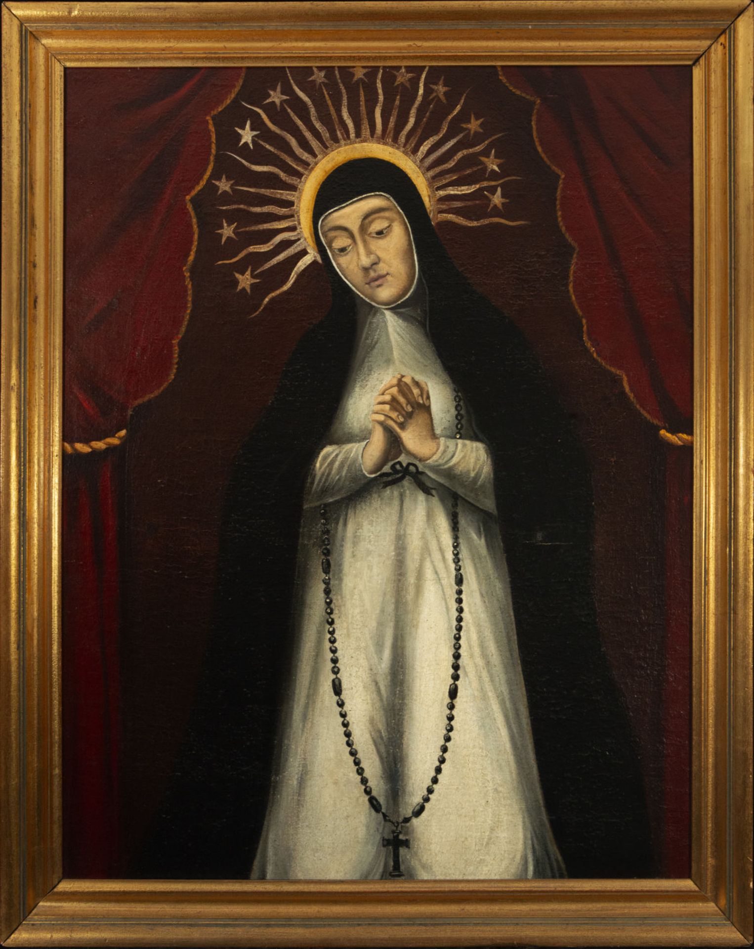 Large Virgin of Angustias, colonial school of Viceregal de Lima from the 17th century