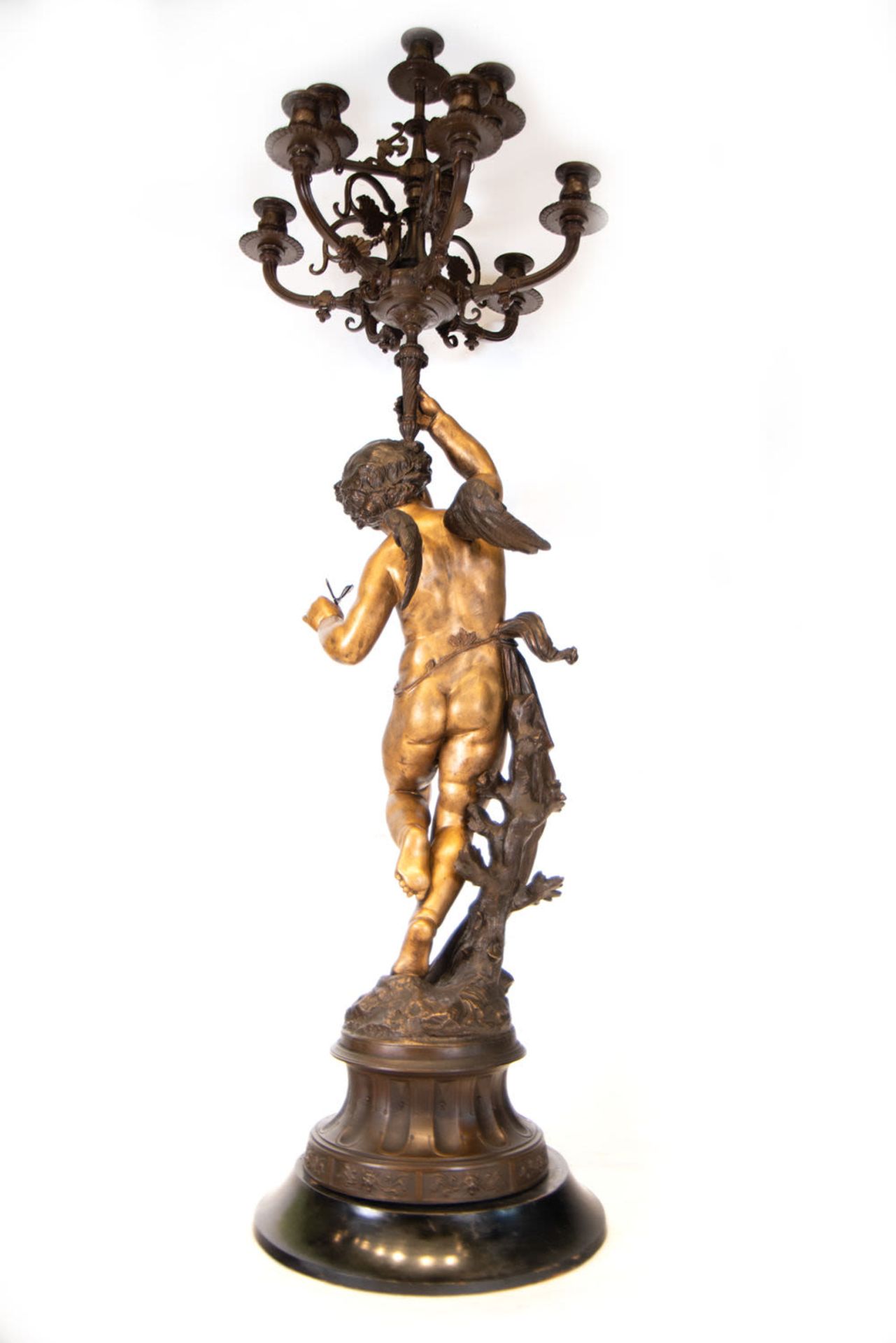 Massive and Fine Gilt bronze Pair of French 19th Belle Epoque Gilt Bronze Torcheres in the manner of - Image 4 of 7