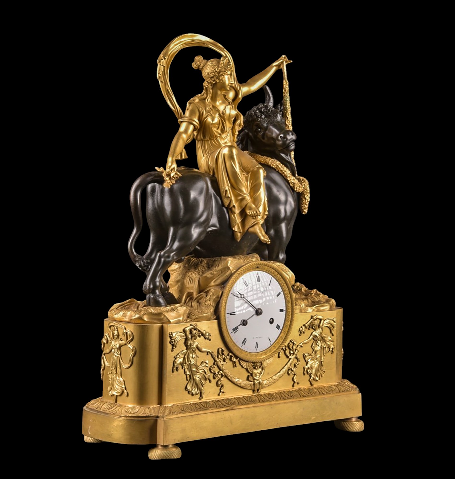 Gilt bronze clock with scene of the Rape of Europa, France, 19th century - Image 5 of 8