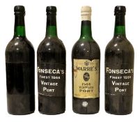 Fonseca's 1966 Vintage Port (two bottles), Warre's 1966 Vintage Port (one bottle), Port no label but