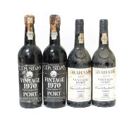 Graham's 1977 Vintage Port (two bottles), C. Da Silva's 1970 Vintage Port (two bottles) (4)