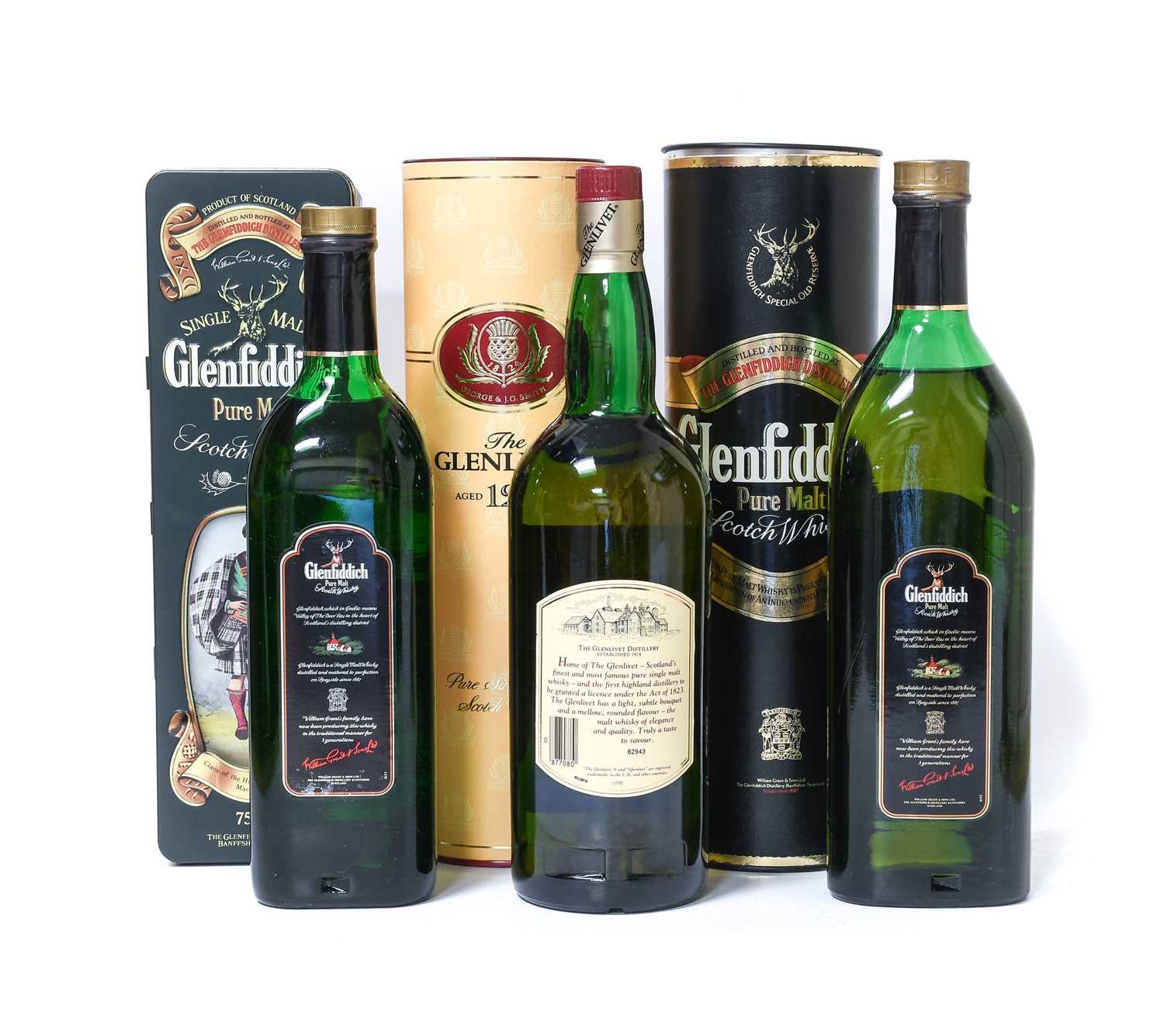 Glenlivet 12 Year Old Pure Single Malt Scotch Whisky, 43% vol 1 litre (one bottle), Glenfiddich - Image 2 of 2