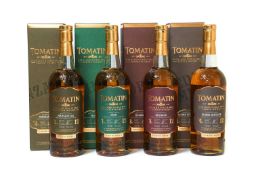 Tomatin "Cuatro Series" 12 Year Old Highland Single Malt Scotch Whisky, four bottle set