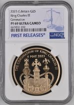 2023 Gold 5 Pounds (Crown) Coronation of King Proof NGC PF 69 ULTRA CAMEO Box & COA