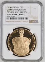 2013 Gold 5 Pounds (Crown) Coronation Anniversary Proof NGC PF 70 ULTRA CAMEO Box & COA