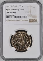 2022 Gold 2 Pounds (Double Sovereign) Platinum Jubilee NGC MS 69 DPL