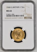 1968 Gold Sovereign NGC MS 65