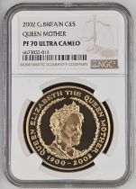 2002 Gold 5 Pounds (Crown) Queen Mother Proof NGC PF 70 ULTRA CAMEO