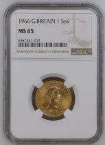 1966 Gold Sovereign NGC MS 65