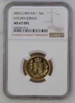 2002 Gold Sovereign Golden Jubilee NGC MS 67 DPL