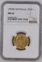 1909 M Gold Sovereign NGC MS 62