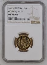 2002 Gold Sovereign Golden Jubilee NGC MS 65 DPL